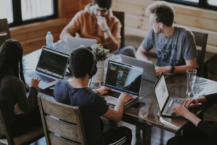 Startup team working